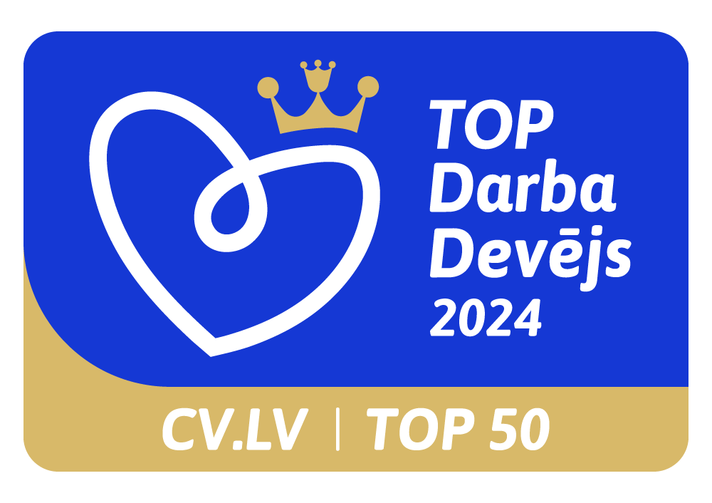 CV-Online Latvia emblēma ar uzrakstu TOP Darba Devējs 2024