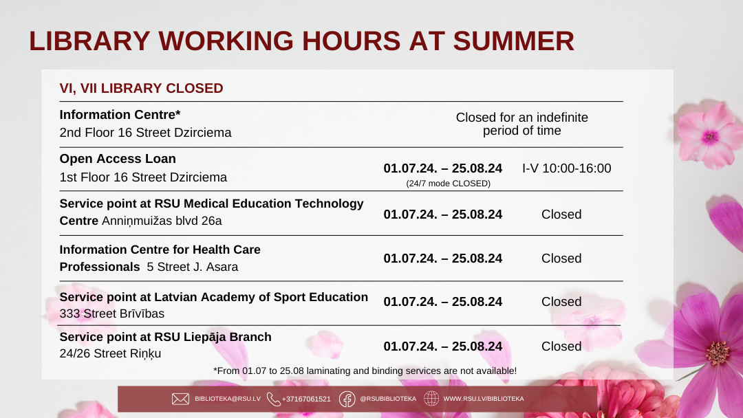 library's working hours in summer